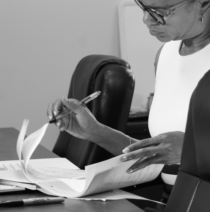Kim S. Ransom reviewing project materials